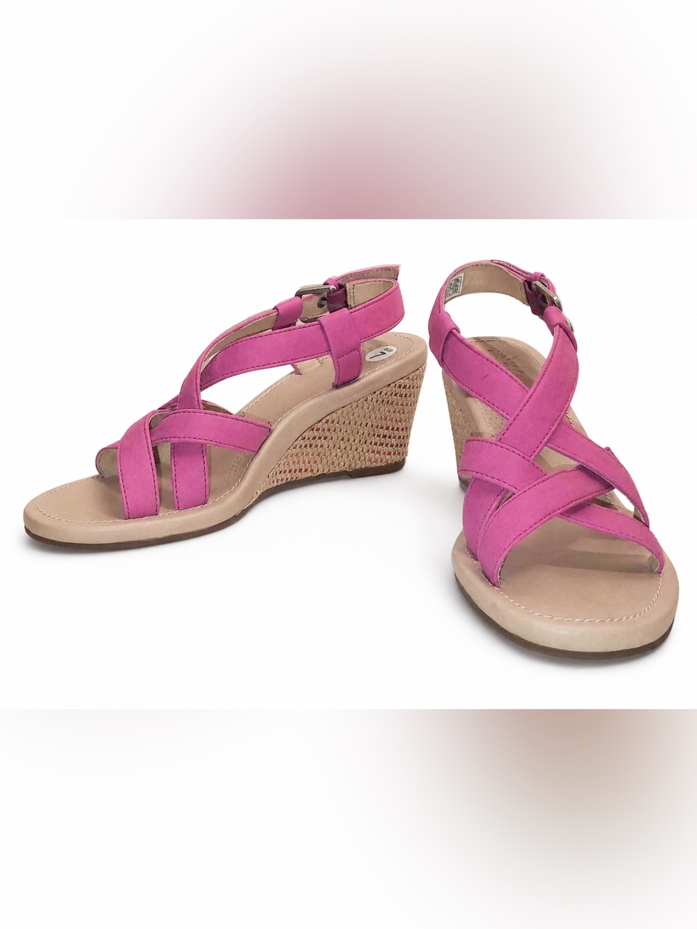 UGG Gaiana Women's Strappy Wedge Sandals - Raspberry Sorbet Pink Nubuck - Size 7